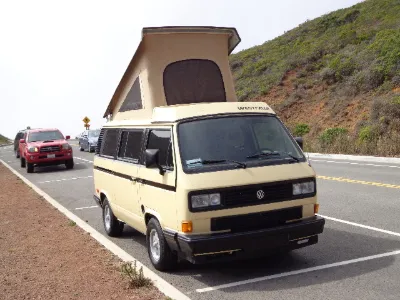 Beige VW Vanagon Westfalia camper